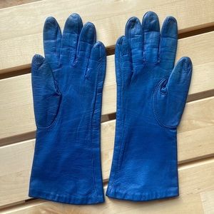 Italian Leather Gloves Blue Size 7